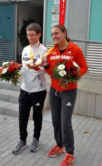 Jana und Frances beim Empfang in Cottbus